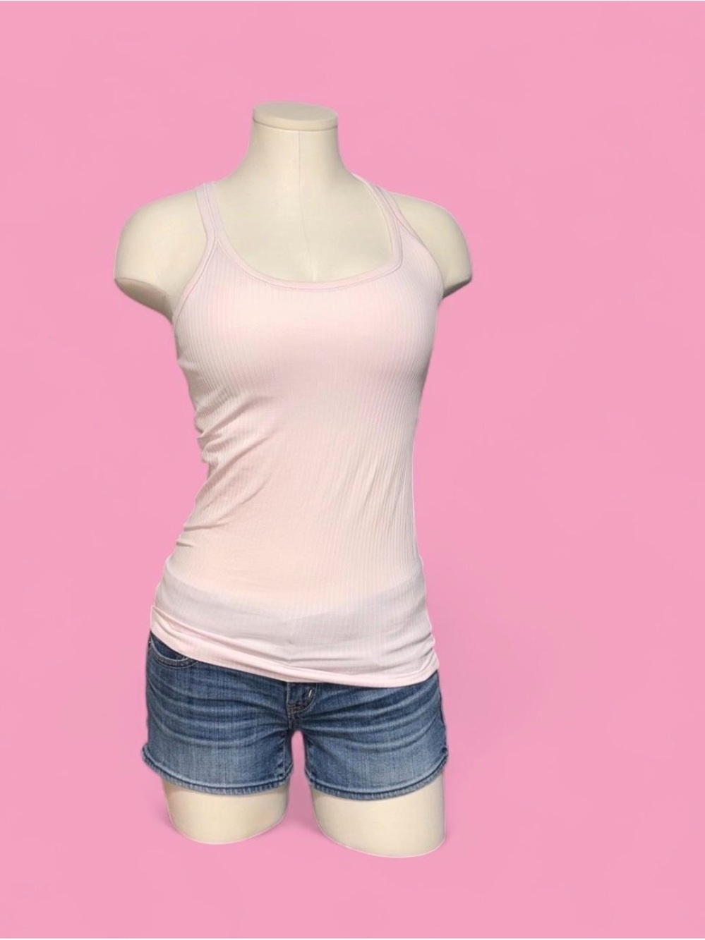 lululemon athletica Ribbed Scoop Tank in Pale Pink